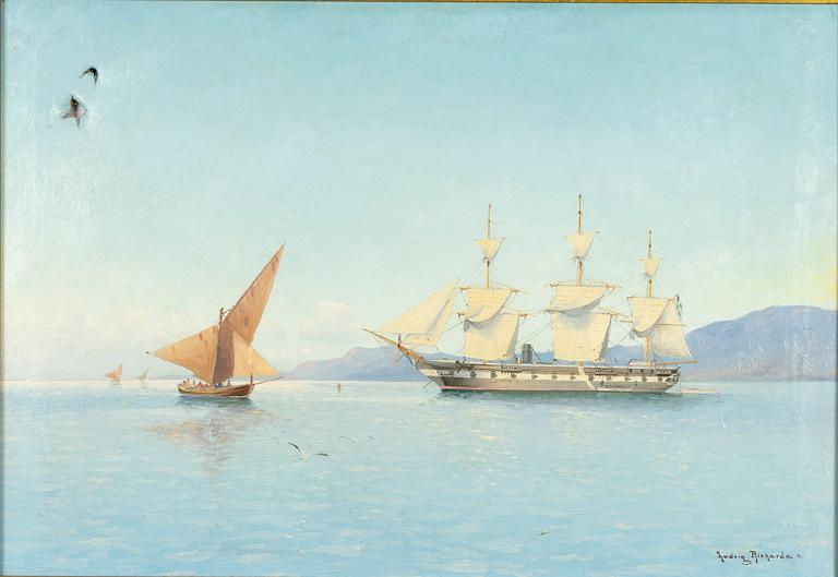 Ludvig Richarde, "Fregatten Wanadis till ankars under franska medelhafskusten".