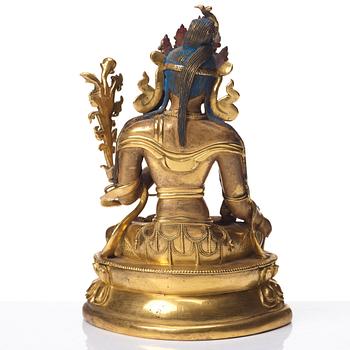 VIT TARA, förgylld kopparlegering. Tibetokinesisk, 1700-tal.