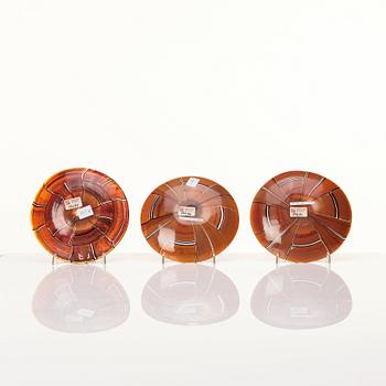 Ercole Barovier, a 'Tessere ambra' dish and three plates, Barovier & Toso Murano Italy 1950-1960s.