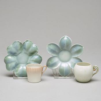 A set of six (3+3) cups with stands, Denmark, Bing & Gröndahl, early 20th Century.