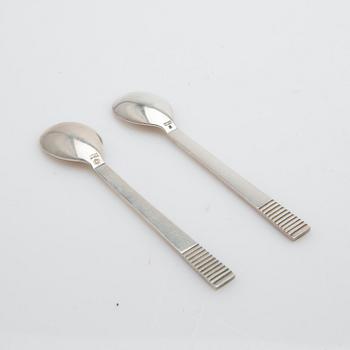 Georg Jensen, Teaspoons, 8 pieces, “Parallel”, silver, Denmark, mid-20th century.