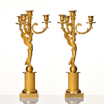 A pair of Empire candelabras for four lights, beginning of the 19th century.