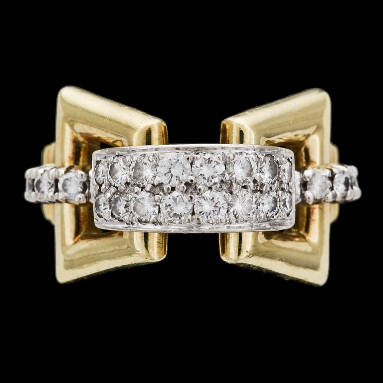 RING, 18k guld med briljantslipade diamanter, tot ca 1.32 ct.