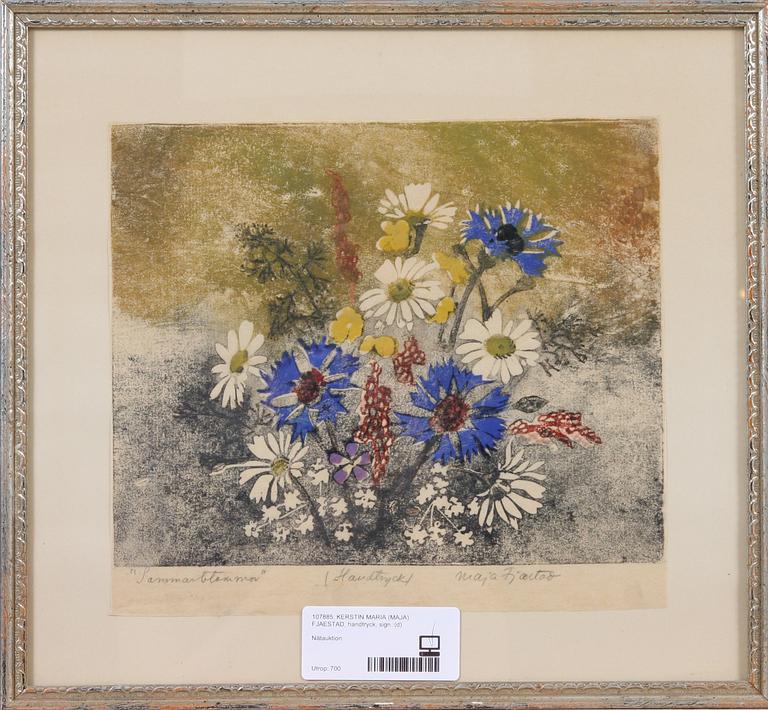 KERSTIN MARIA (MAJA) FJAESTAD, träsnitt, sign.