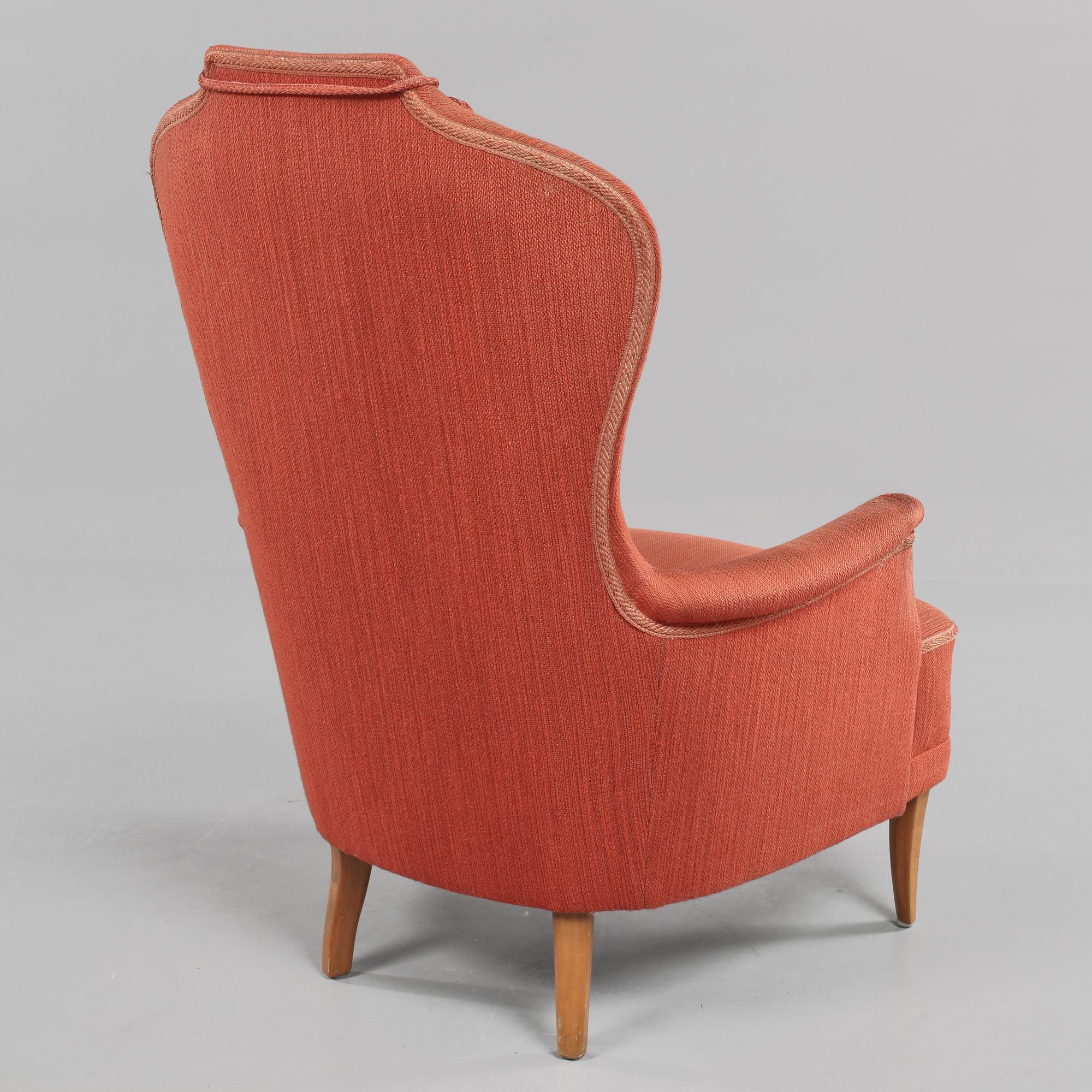 FÅTÖLJ, "Farmor", Carl Malmsten, O H Sjögrens Stoppmöbler, Tranås, 1900-talets andra hälft.