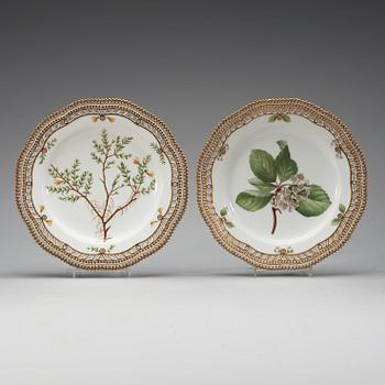 A set of 11 Royal Copenhagen 'Flora Danica' dinner plates, Denmark, early 20th Century.