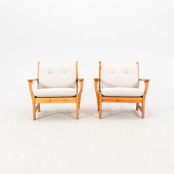 Yngve Ekström, a pair of pine armchairs from Swedese 1960770s.