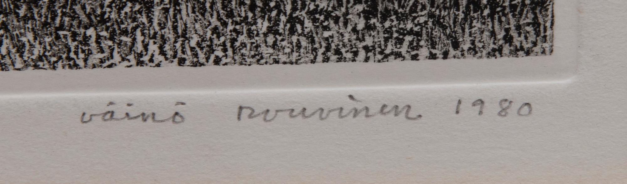 VÄINÖ ROUVINEN, akvatinta, signeerattu, päivätty 1980 ja numeroitu 64/100.