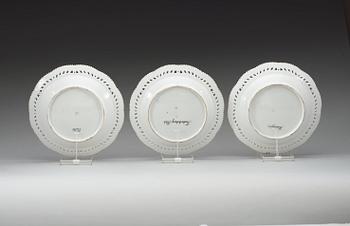 A set of five Royal Copenhagen topographical dessert dishes, Denmark, 18th/19th Century.