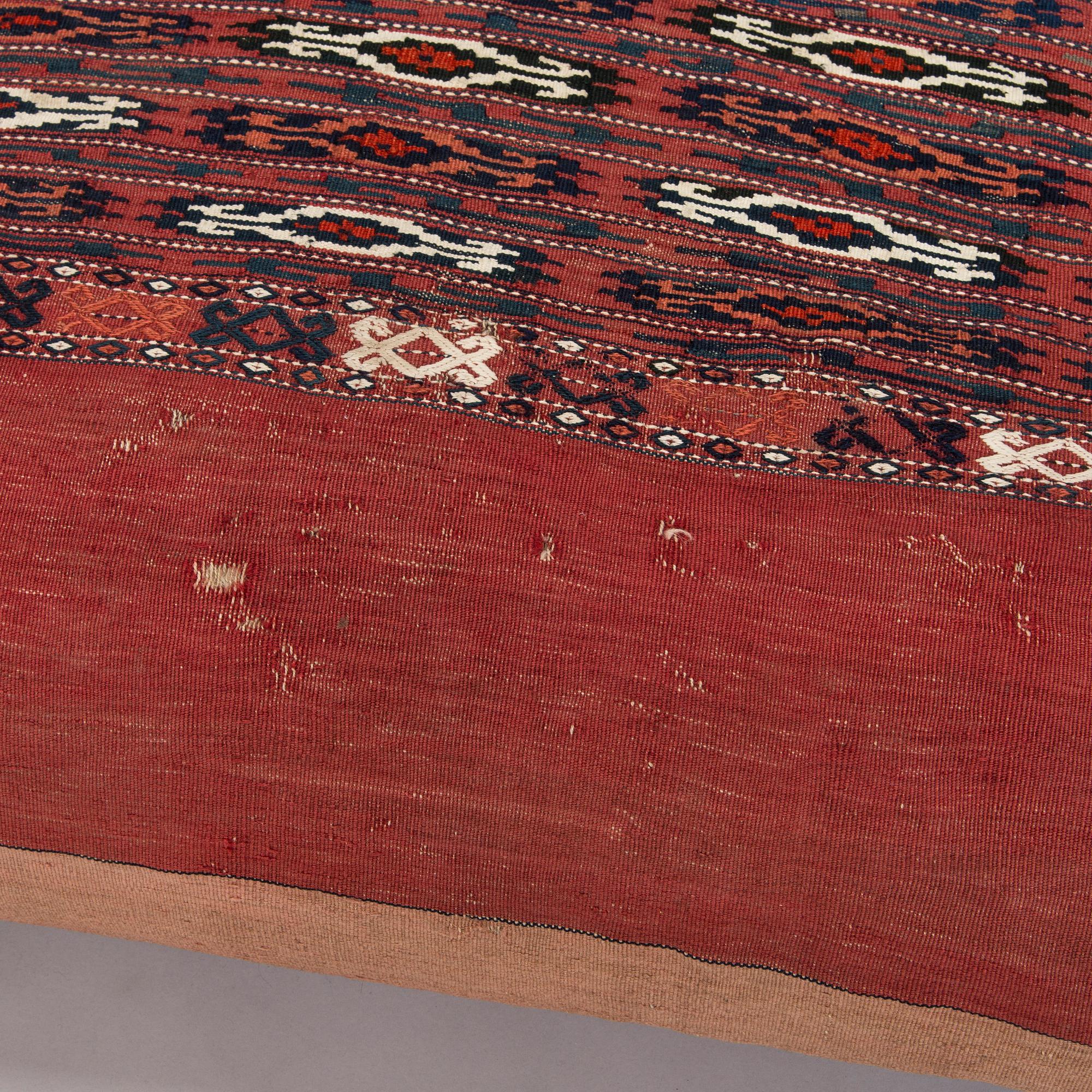 Two presumably antique Turkmenistan Yomud cushions/bag fronts.