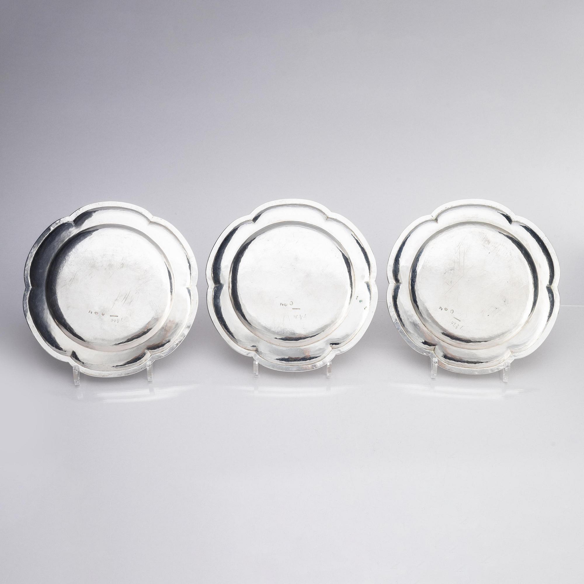 Six Swedish silver plates, marks of Arvid Floberg 1788.