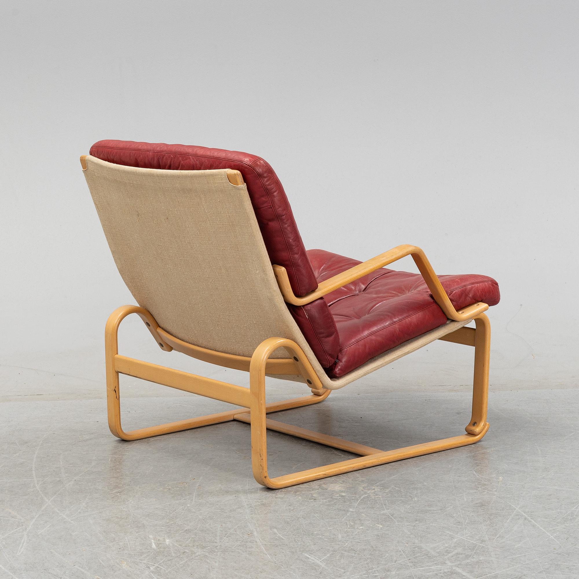 Bruno Mathsson, a 'Katja' beech easy chair, Dux Möbel AB, 1970's.