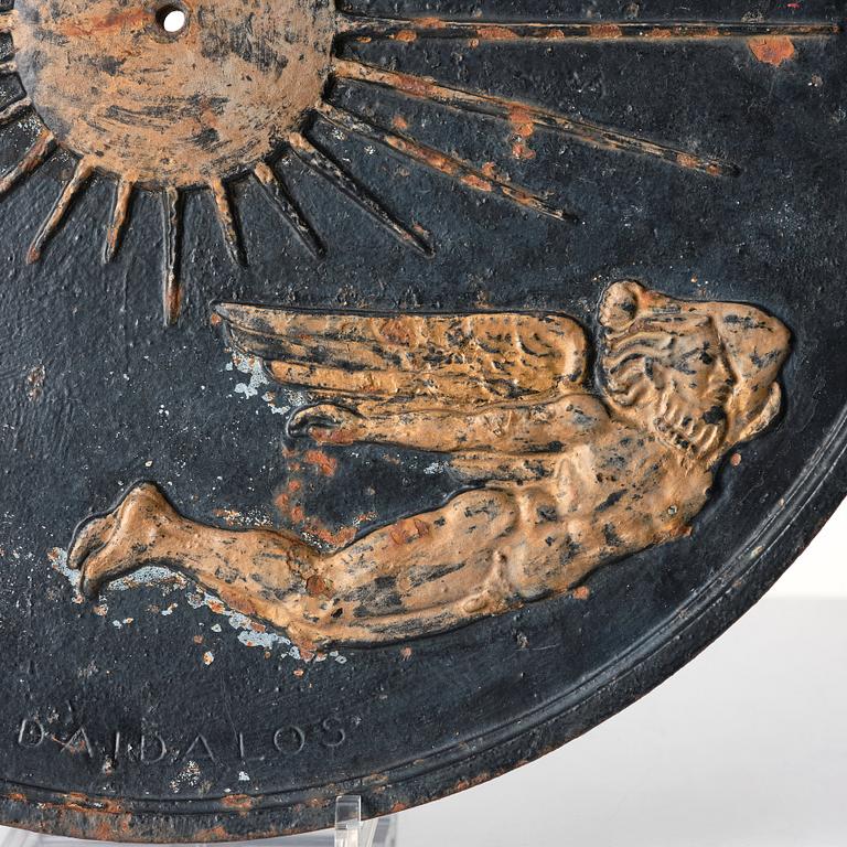 Ulla Fogelklou-Skogh, a sundial, "Daidalos och Ikaros", Ystad Metallindustri, Sweden, 1930-40s.
