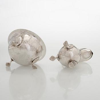 Kaffe- och teservis, 4 delar, silver, rokoko, Portugal, 1780-tal, olika silversmeder.