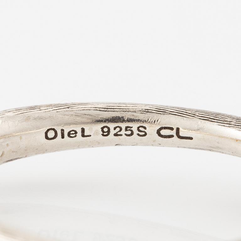 Ole Lynggaard, ring, "Lotus", silver, with cabochon-cut grey moonstone.