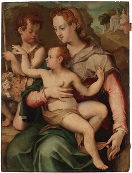 299. Giorgio Vasari Circle of, The Madonna and Child with the Infant Saint John the Baptist.