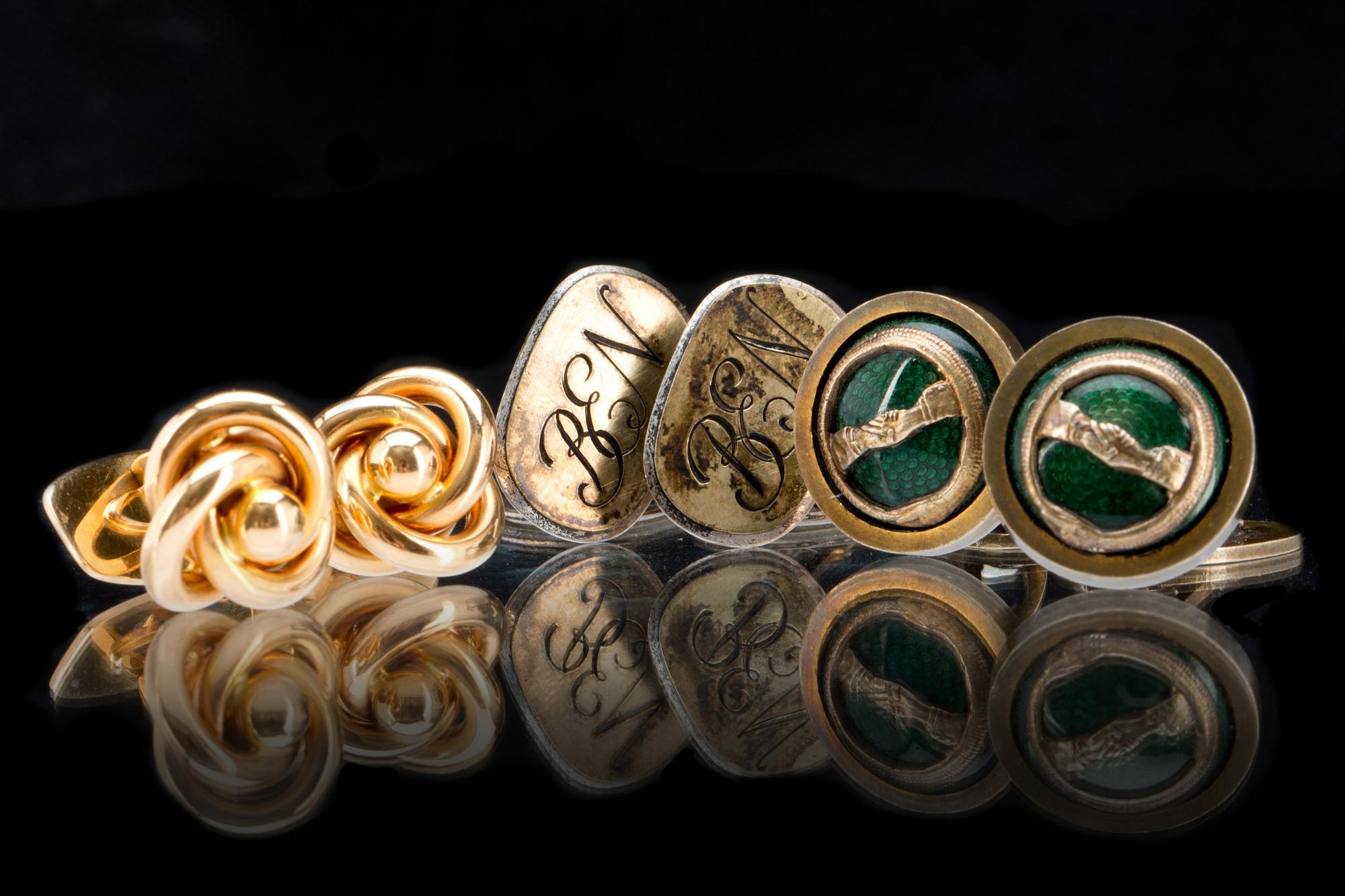 MANCHETTKNAPPAR, 2+2+2. 18k guld resp. silver.