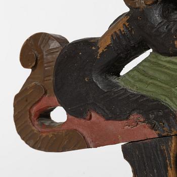 A Swedish carved and polychrome-painted part horse harness, 18th century.