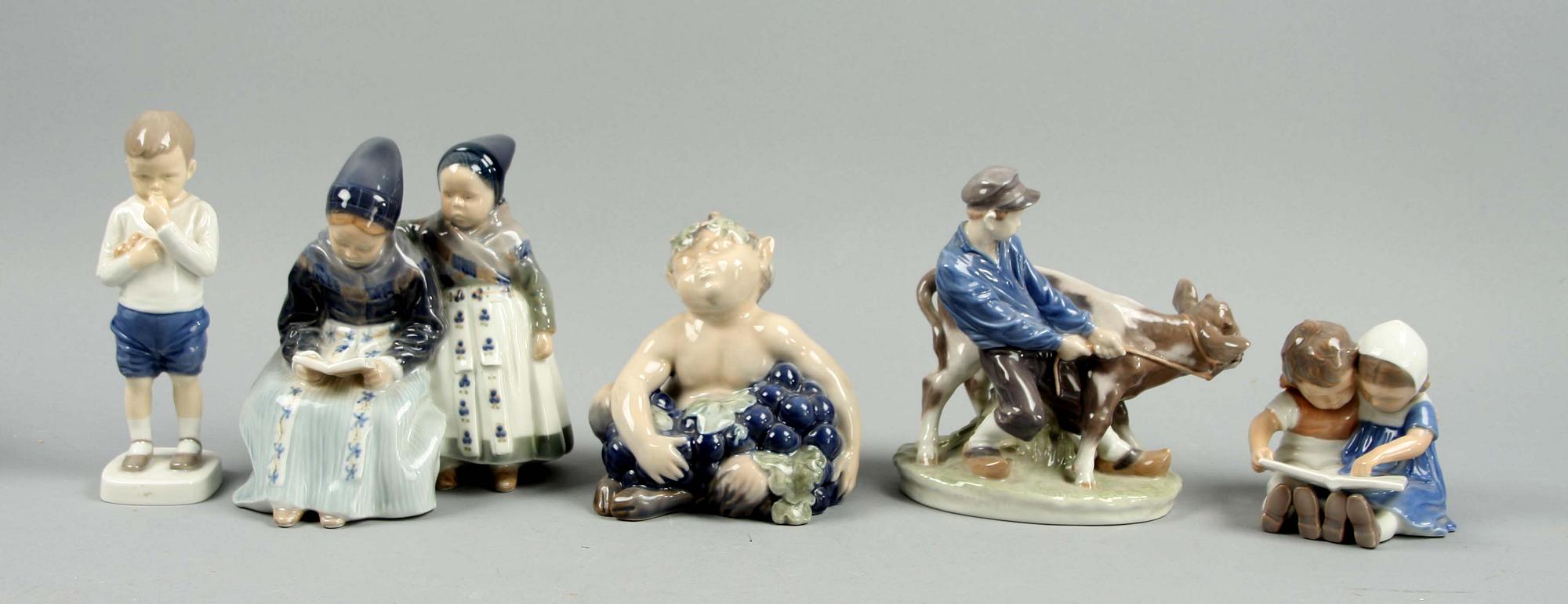 FIGURINER, 5 st, porslin, Royal Copenhagen samt Bing & Gröndahl.