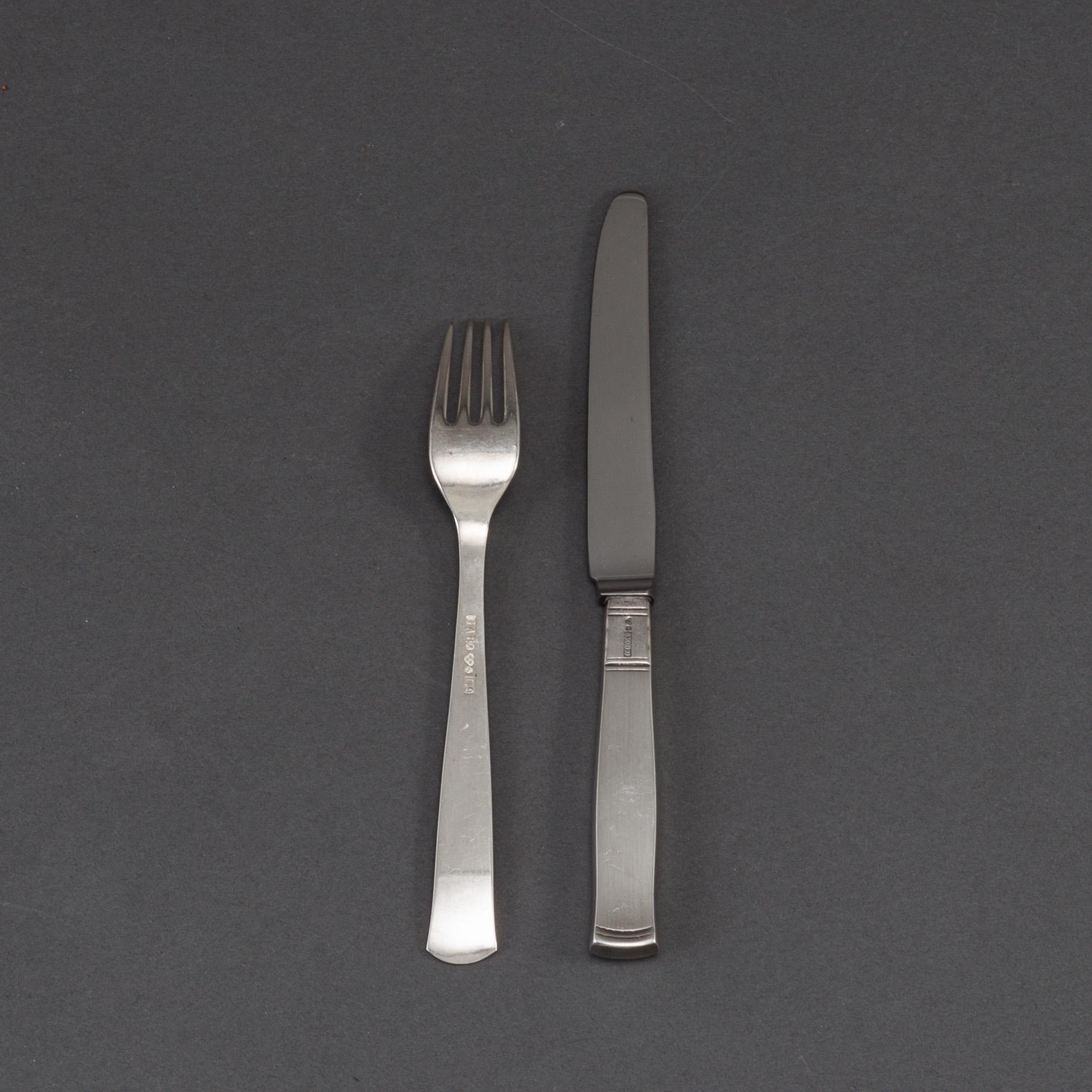 JACOB ÄNGMAN, 12+12 psc silver cutlery,  GAB, some Eskilstuna 1969.
