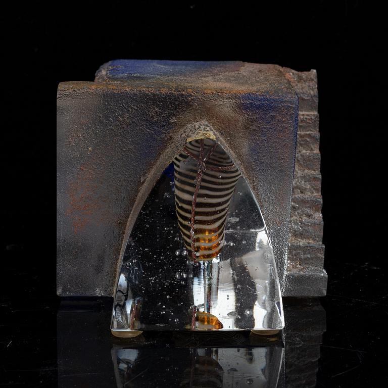 A glass sculpture by Bertil Vallien, for Kosta Boda.