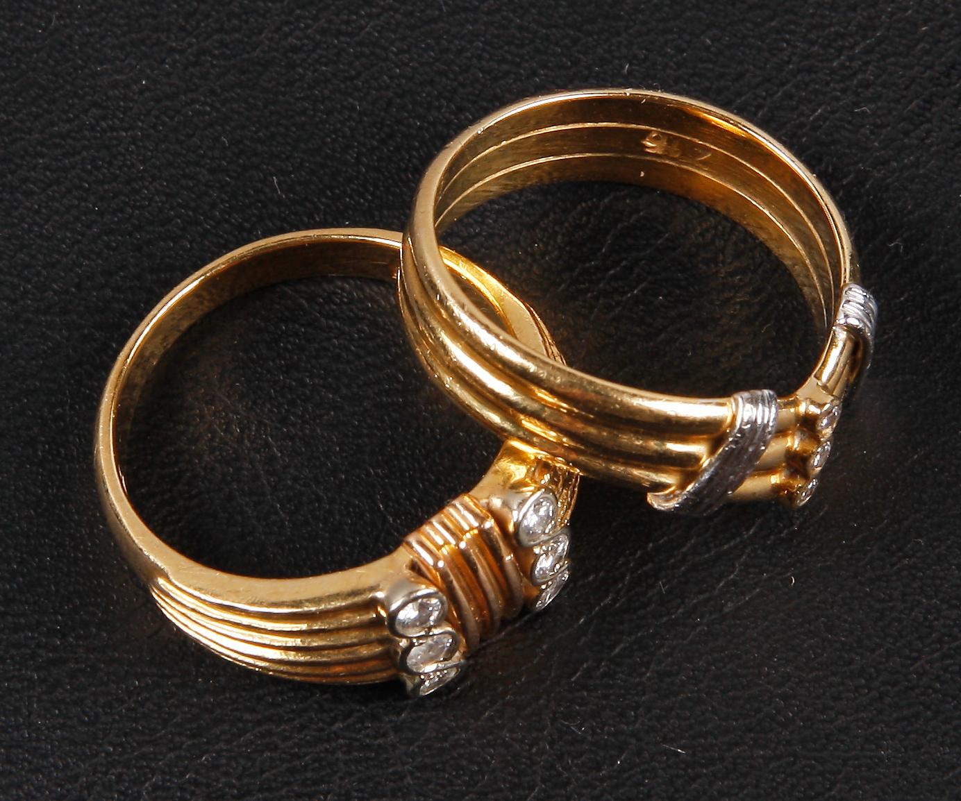RINGAR, 2 st, guld 18K, diamanter. Vikt 4,8 resp 4,3.