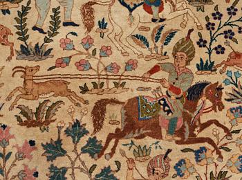 A CARPET, a semi-antique Tabriz figural, ca 327-333,5 x 236,5-240 cm.