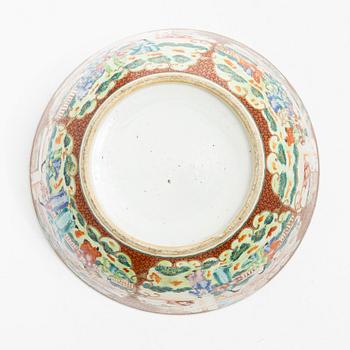 A famille rose punch bowl, Qing dynasty, 19th century.
