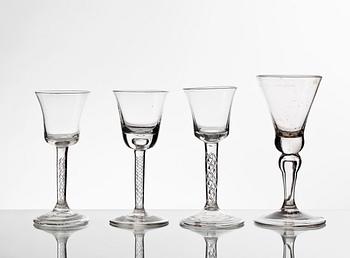 644. A set of eight wine glasses, 18th Century, part Norweigan Nöstetangen.