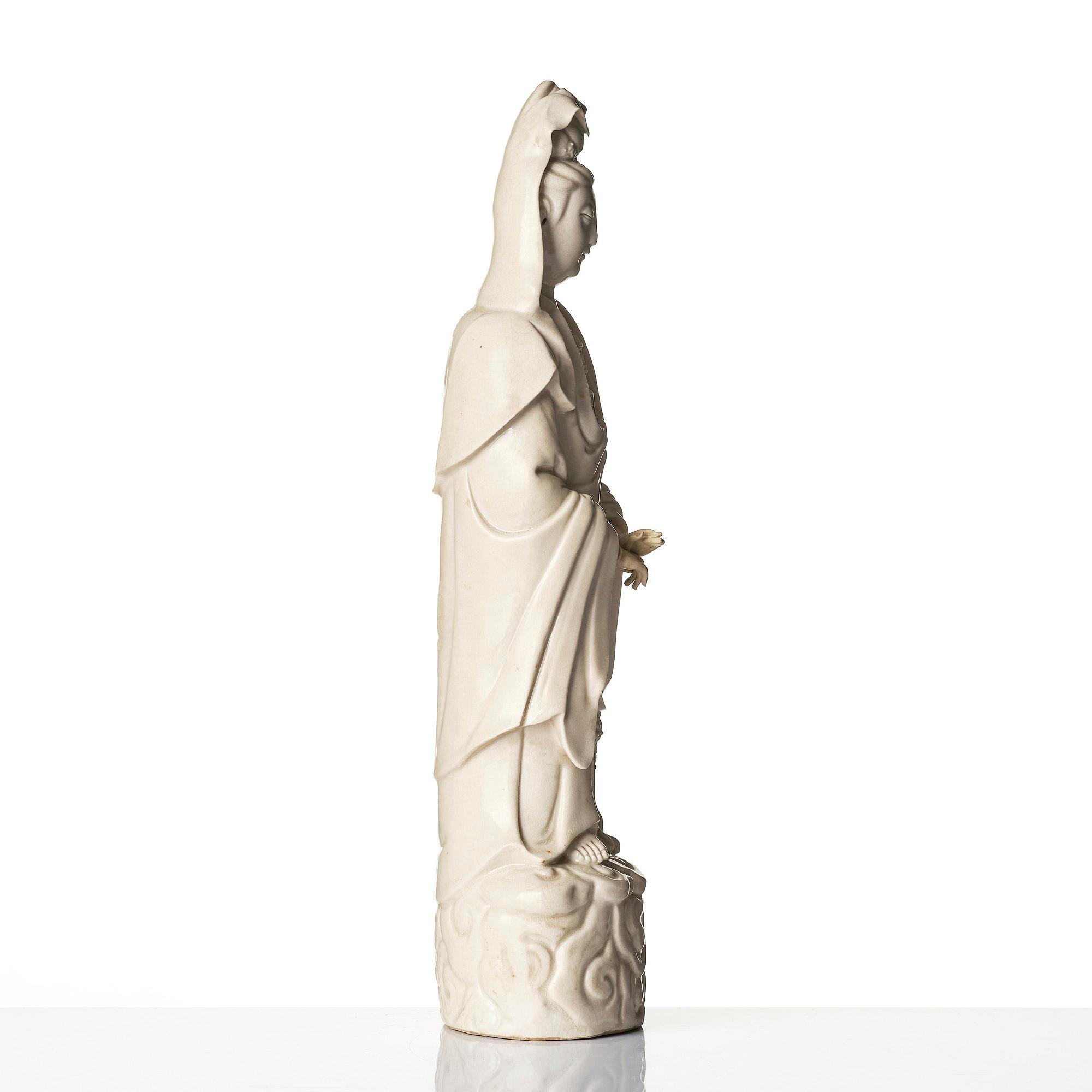 A blanc de chine figure of Guanyin, Qing dynasty.