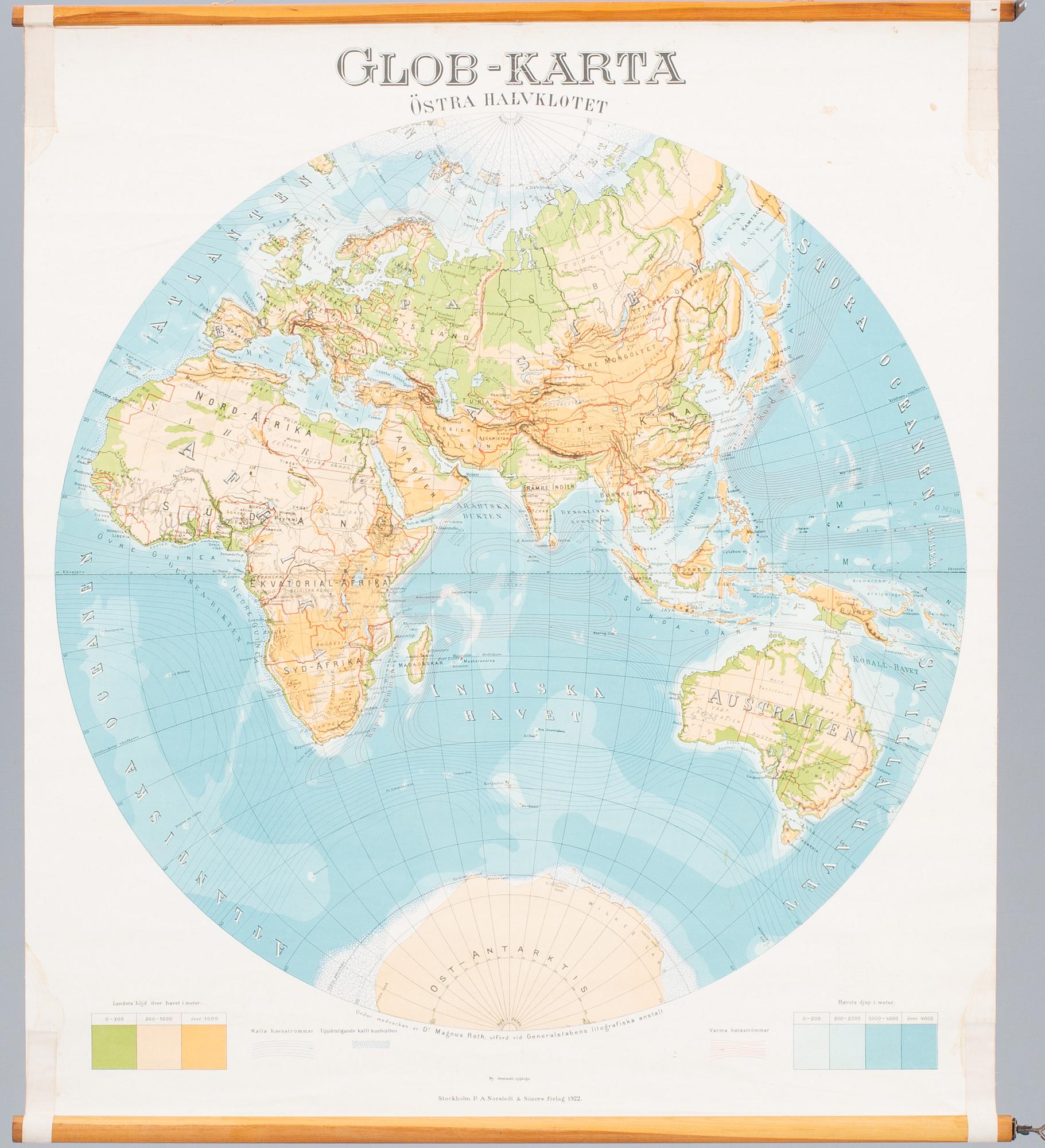 SKOLKARTOR, 3 st, "Afrika" "Asien" samt "Glob Karta".