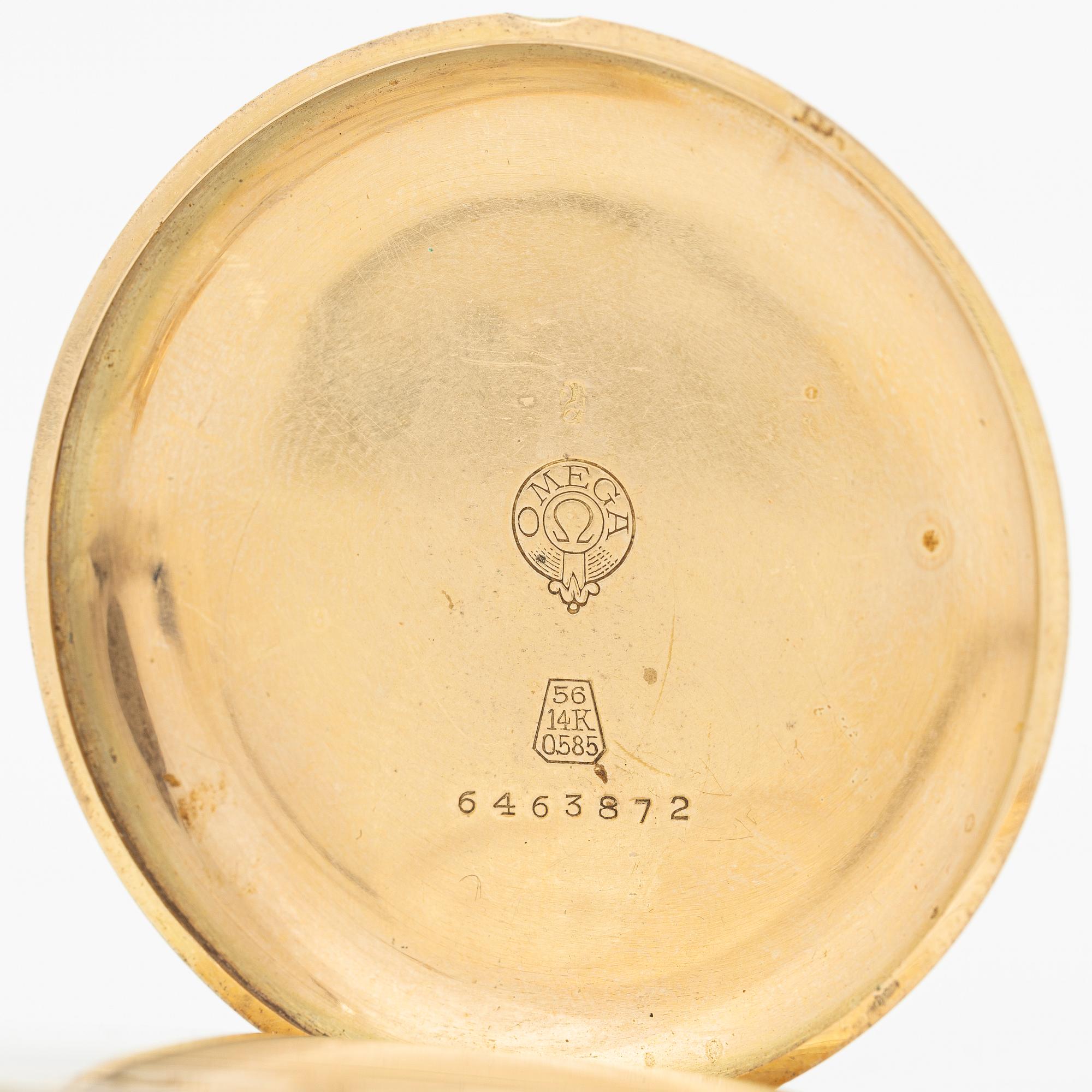 Omega, pocket watch, hunter case, 49.5 mm.