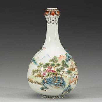 A famille rose vase, presumably Republic, 20th Century, with Qianlong four character mark.