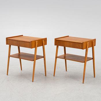 Bedside tables, a pair, teak, 1950s/60s.