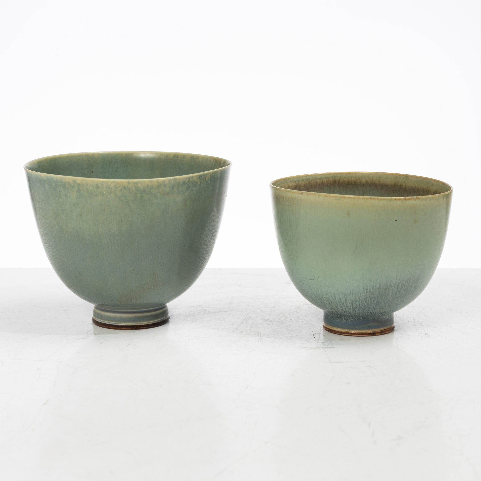 Berndt Friberg, two stoneware bowls, Gustavsberg Studio 1954 and 1957.