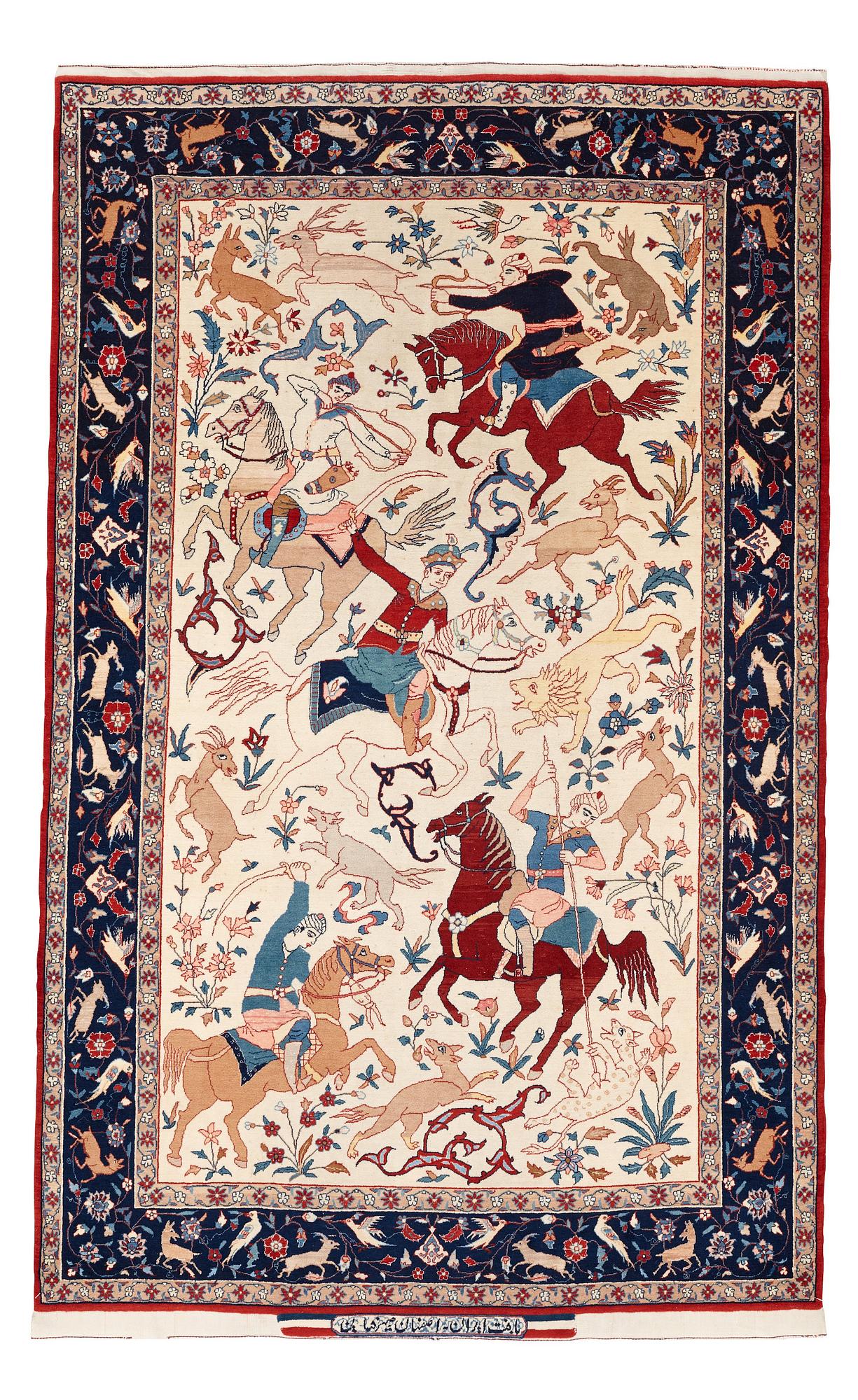 MATTA, semiantik Isfahan, Seirafian, ca 169 x 108 cm (samt ett slätvävt parti på båda kortsidorna).