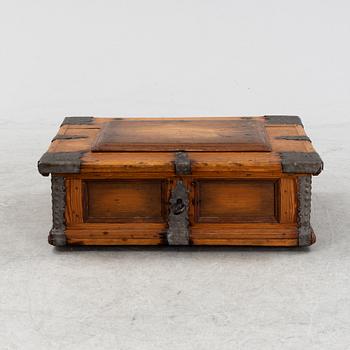 A mid 18th century pine wood box.