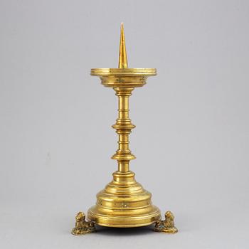 A 19th century bronze candlestick.