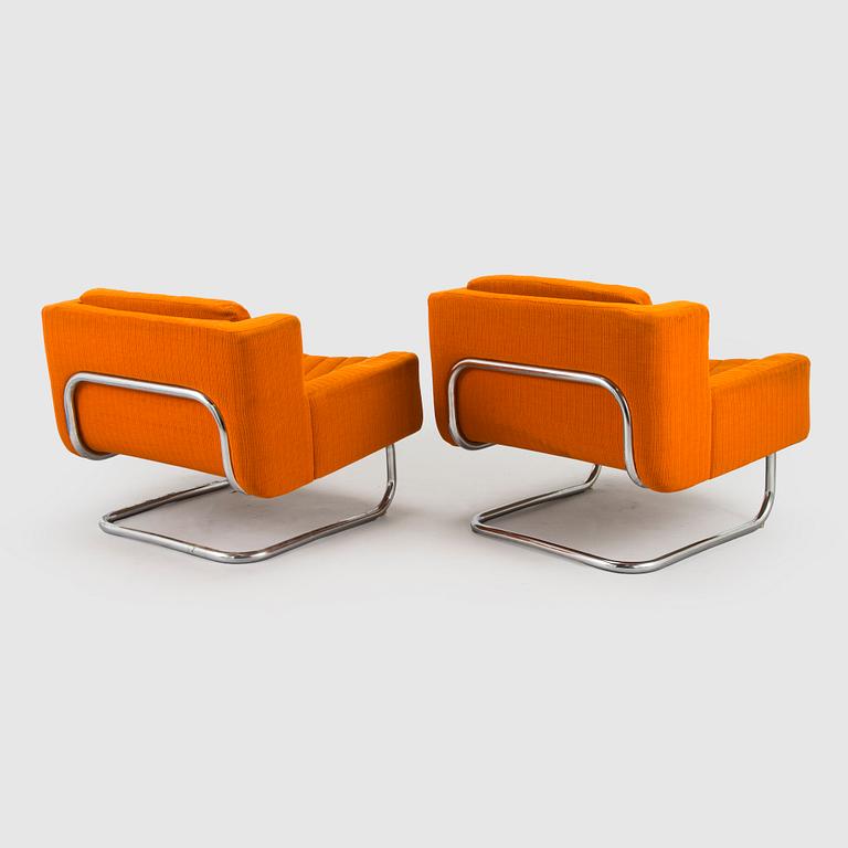 Esko Pajamies, a pair of 1970's 'Contra' easy chairs for Asko, Finland.