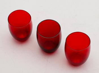 SELTERGLAS, 16 st, rött glas, Reijmyre.