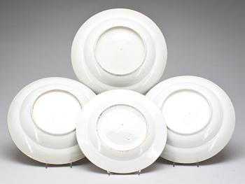 FAT, 3 st och TALLRIK, porslin, Kanton, 1800-tal.