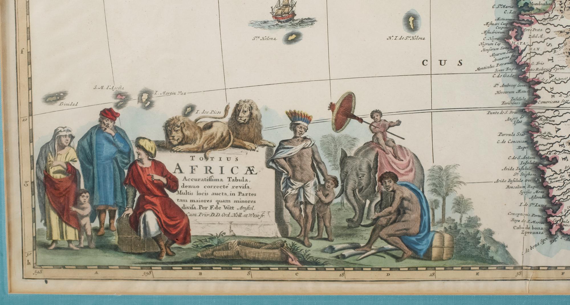 KOPPARSTICK, karta, kolorerad, Frederick de Wit, 1600-/1700-tal.