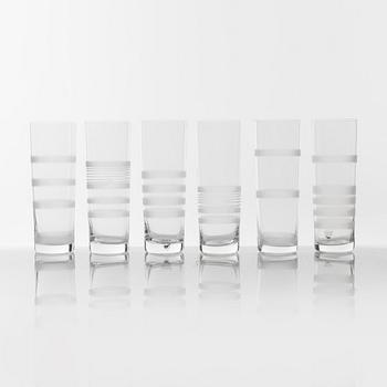 Ingegerd Råman, champagneglas, 6 st, "Slowfox", Orrefors, 1900-talets senare del.