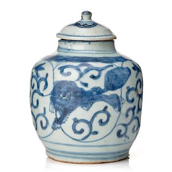 1020. A blue and white jar, Ming dynasty (1368-1644).