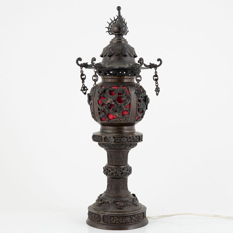 Table lamp, bronze. Japan, circa 1900.