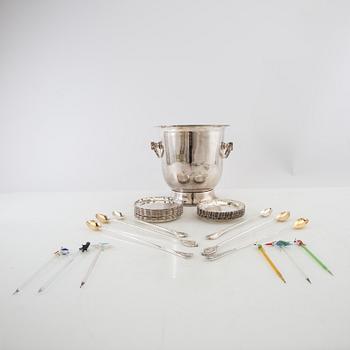Drink set with ice bucket, cooler, glasses, etc. first half/mid 20th century.