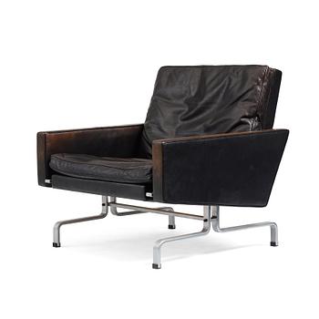 423. Poul Kjaerholm, a black leather PK31 easy chair, E Kold Christensen, Denmark.