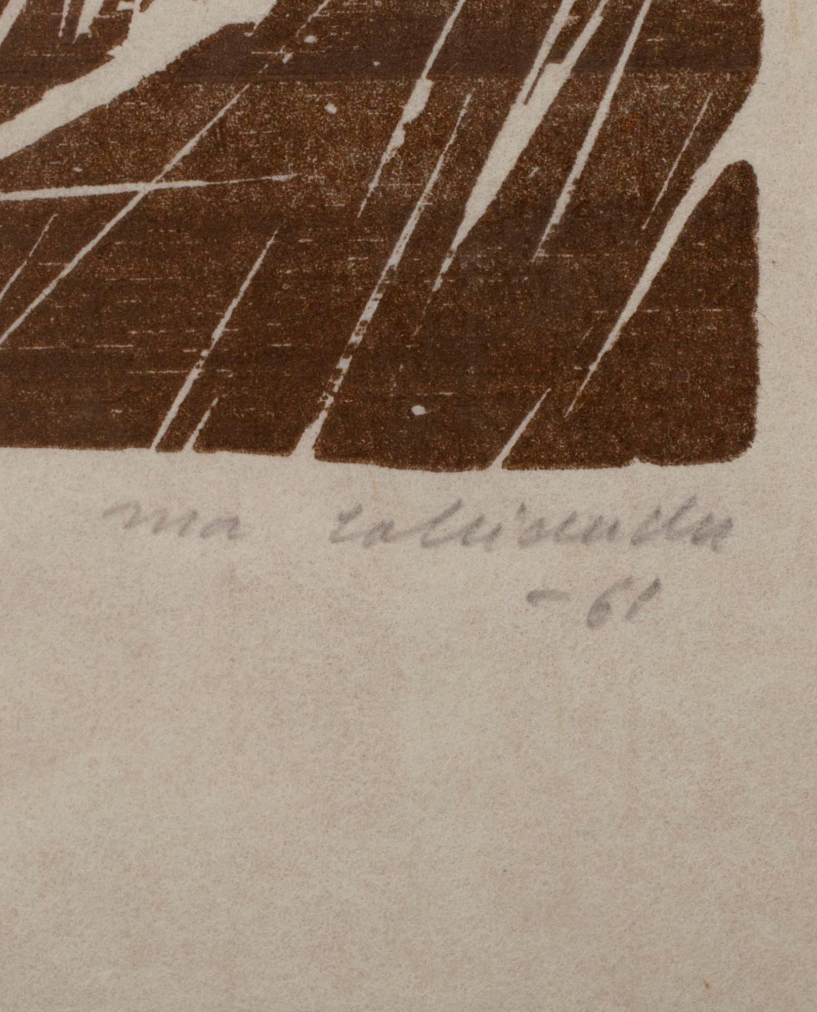 INA COLLIANDER, träsnitt, sign. och dat. -61.