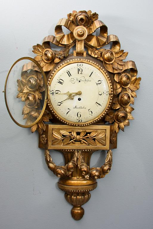 VÄGGPENDYL, gustaviansk, Lorents Adamson Wester (urmakare i Stockholm 1780-95).