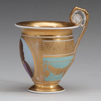 A Russian Gardner Empire cup with stand, early 19th Centruy.